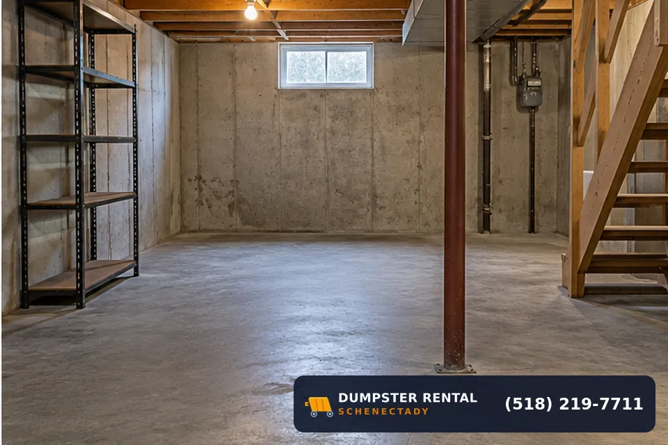 The same Schenectady basement cleared and swept after the cleanout