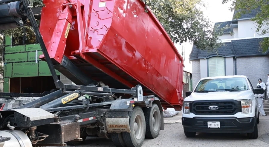 Visual size guide showing the dimensions of a 12 yard dumpster compared to everyday objects